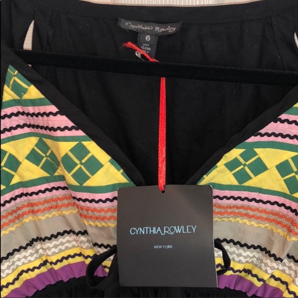 Cynthia Rowley Black Top With Multi Colors - Picture 4 of 8